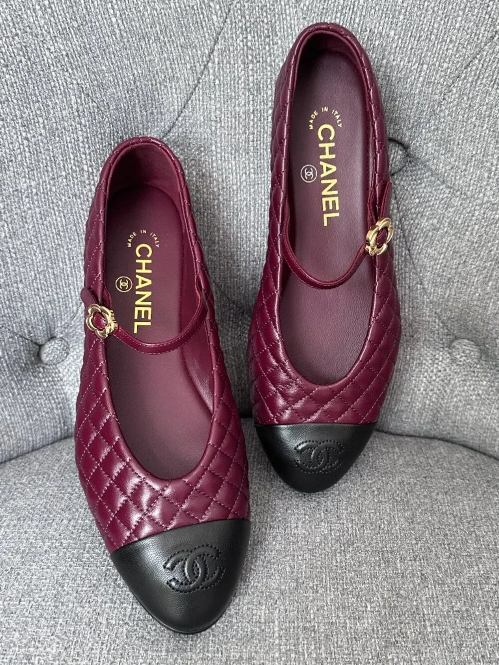 CHANEL burgundy leather
